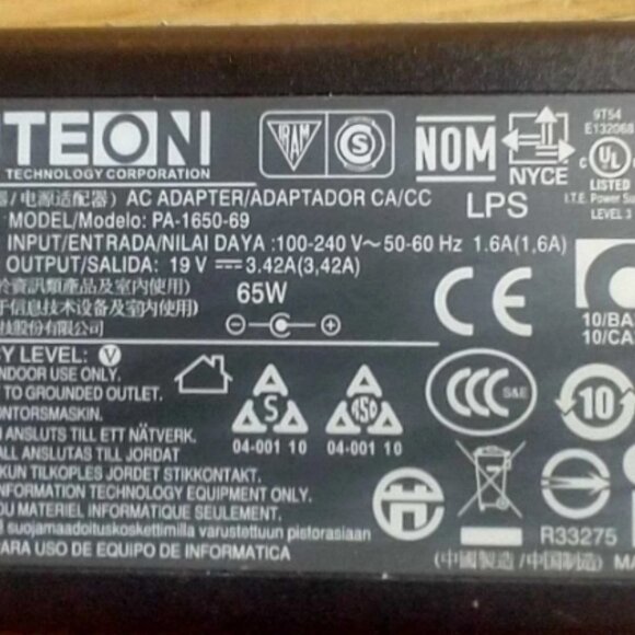 LiteON PA 1650-69 65w 19V 3.42V Adapter PS Charger for Laptop - Picture 2 of 2